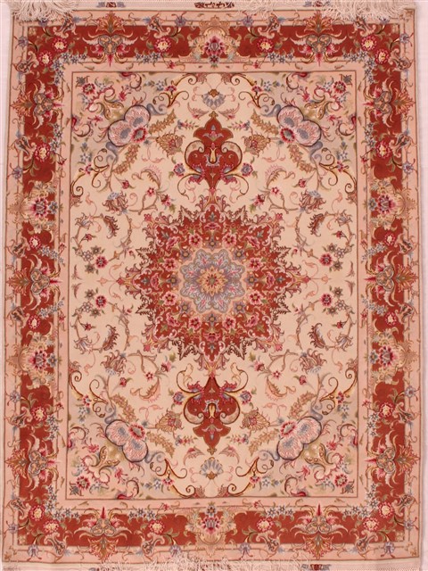 Tabriz Beige Hand Knotted 50 X 68 Area Rug 400-16600 Image 0