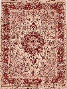 Persian Tabriz White Rectangle 5x7 ft Wool Carpet 16607