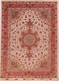 Persian Tabriz White Rectangle 5x7 ft Wool Carpet 16609