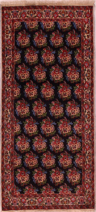 Bidjar Blue Runner Hand Knotted 210 X 65  Area Rug 400-16611 Image 0