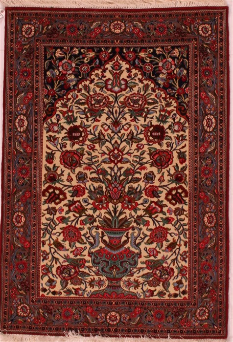 Qum White Hand Knotted 38 X 52  Area Rug 400-16612 Image 0