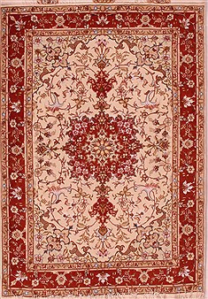 Persian Tabriz White Rectangle 3x5 ft Wool Carpet 16615