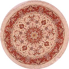 Persian Tabriz Beige Round 5 to 6 ft Wool Carpet 16623
