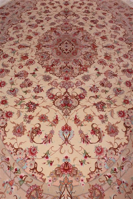 Tabriz White Oval Hand Knotted 65 X 910 Area Rug 400-16625 Image 9