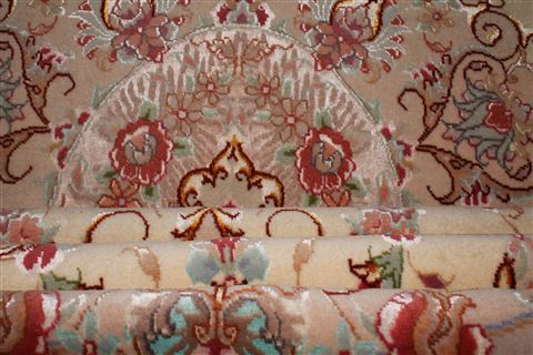 Tabriz White Oval Hand Knotted 65 X 910 Area Rug 400-16625 Image 13