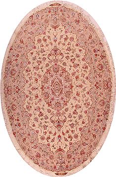 Persian Tabriz White Oval 7x9 ft Wool Carpet 16625