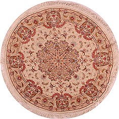 Persian Tabriz White Round 5 to 6 ft Wool Carpet 16626