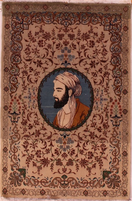 Kashan Beige Hand Knotted 35 X 53 Area Rug 400-16628 Image 0
