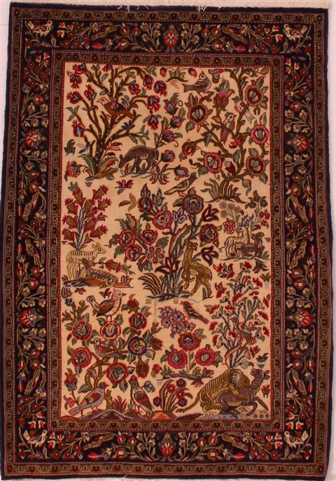 Qum Beige Hand Knotted 35 X 52 Area Rug 400-16629 Image 0