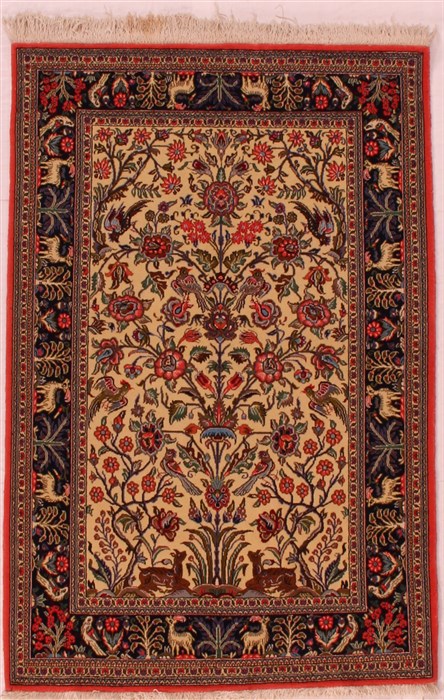 Qum Beige Hand Knotted 34 X 52 Area Rug 400-16630 Image 0