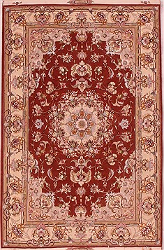 Persian Tabriz Brown Rectangle 3x5 ft Wool Carpet 16636