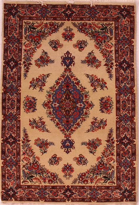 Sarouk Yellow Hand Knotted 48 X 66  Area Rug 400-16638 Image 0