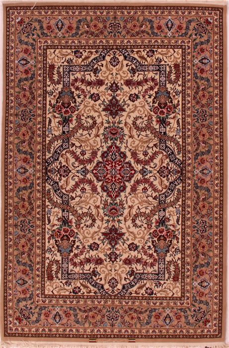 Isfahan White Hand Knotted 43 X 66 Area Rug 400-16640 Image 0