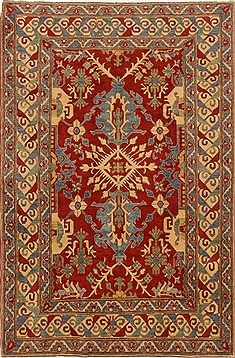 Pakistani Kazak Red Rectangle 6x9 ft Wool Carpet 16663