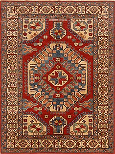 Pakistani Kazak Red Rectangle 8x11 ft Wool Carpet 16667