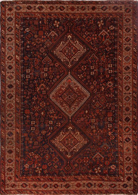 Qashqai Blue Hand Knotted 75 X 109 Area Rug 400-16685 Image 0