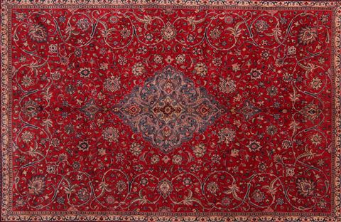 Sarouk Red Hand Knotted 89 X 127 Area Rug 400-16693 Image 2