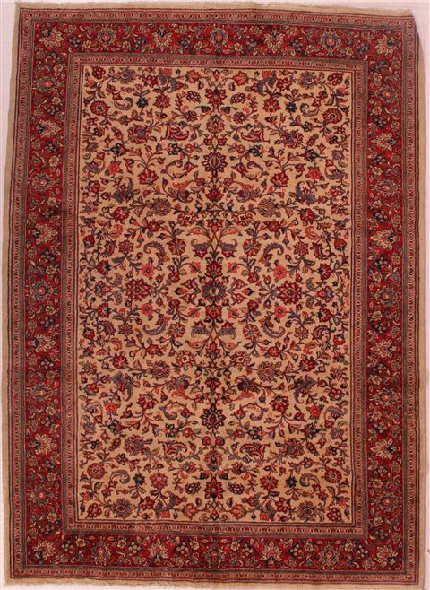 Sarouk White Hand Knotted 72 X 101 Area Rug 400-16696 Image 0