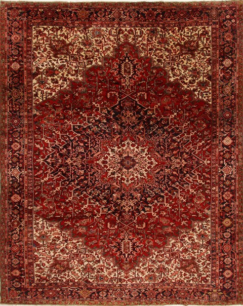 Heriz Red Hand Knotted 118 X 149  Area Rug 250-16702 Image 0