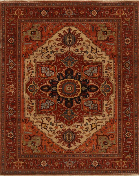 Indian Serapi Red Rectangle 12x15 Ft Wool Carpet 16703 Serapi Red Hand Knotted 12 0