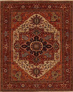 Indian Serapi Beige Rectangle 12x15 ft Wool Carpet 16703