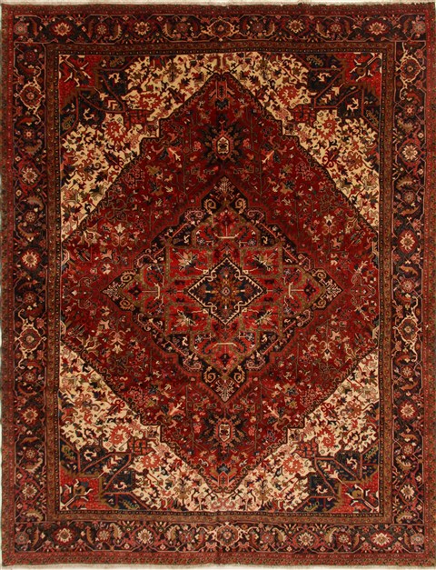Heriz Red Hand Knotted 115 X 147  Area Rug 250-16707 Image 0