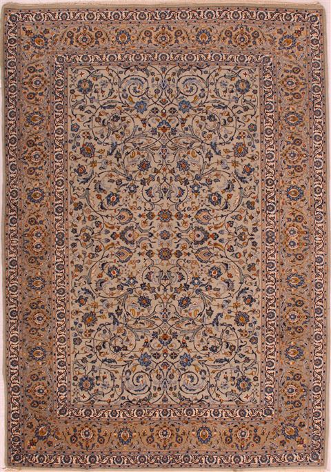 Kashan Blue Hand Knotted 76 X 110 Area Rug 400-16710 Image 0