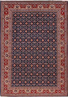 Persian Kashan Blue Rectangle 5x8 ft Wool Carpet 16711