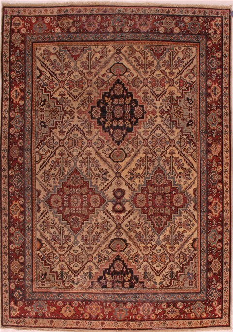 Moshk Abad Beige Hand Knotted 72 X 102 Area Rug 400-16720 Image 0