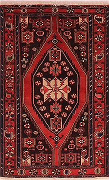 Persian Mazlaghan Red Rectangle 5x7 ft Wool Carpet 16722