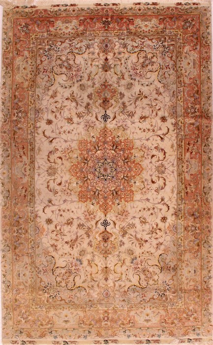 Tabriz White Hand Knotted 64 X 101  Area Rug 400-16727 Image 0