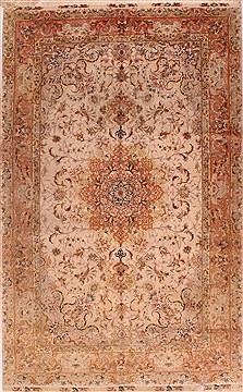 Persian Tabriz White Rectangle 7x10 ft Wool Carpet 16727