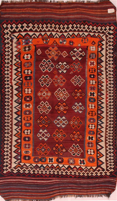Kilim Red Hand Knotted 410 X 710 Area Rug 400-16730 Image 0