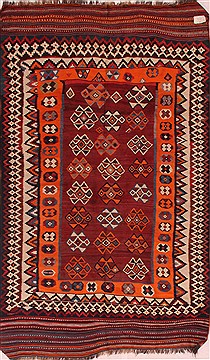 Kilim Red Hand Knotted 4'10" X 7'10"  Area Rug 400-16730