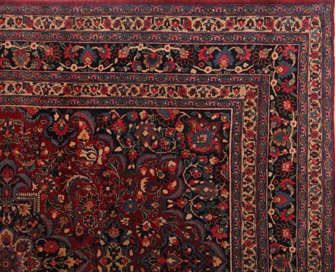 Mashad Red Square Hand Knotted 99 X 108 Area Rug 400-16734 Image 1