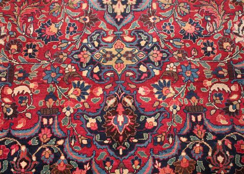 Mashad Red Square Hand Knotted 99 X 108 Area Rug 400-16734 Image 4