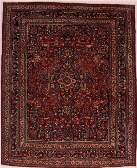 Mashad Red Square Hand Knotted 99 X 108 Area Rug 400-16734 Image 0