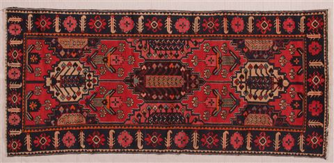 Bakhtiar Red Runner Hand Knotted 43 X 94 Area Rug 400-16736 Image 1