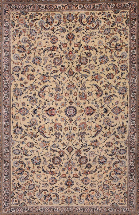 Kashan Yellow Hand Knotted 96 X 133 Area Rug 400-16741 Image 2