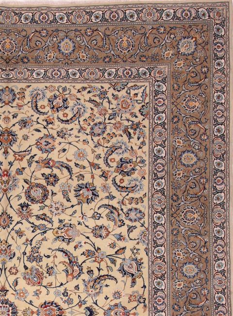 Kashan Yellow Hand Knotted 96 X 133 Area Rug 400-16741 Image 3