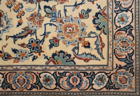 Kashan Yellow Hand Knotted 96 X 133 Area Rug 400-16741 Image 8