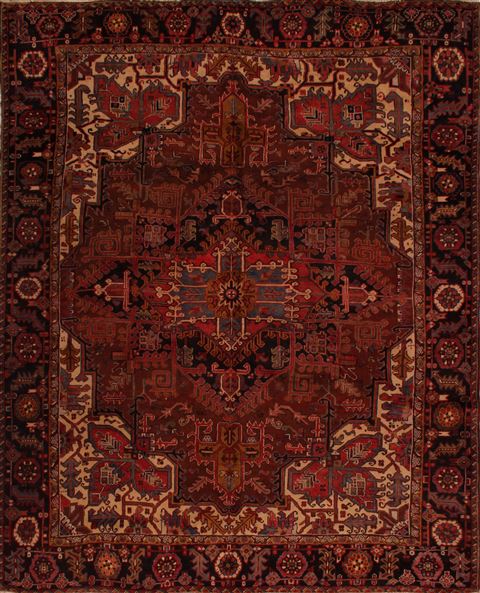 Heriz Brown Hand Knotted 95 X 114 Area Rug 400-16771 Image 0