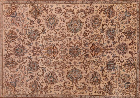 Tabriz Beige Hand Knotted 94 X 124 Area Rug 400-16773 Image 21