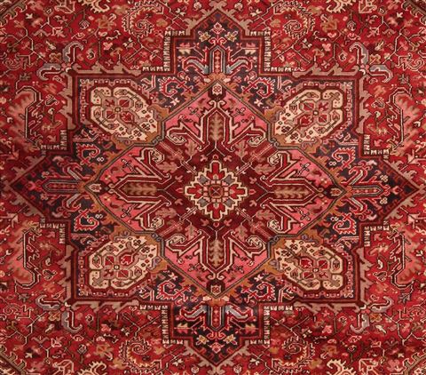 Heriz Red Hand Knotted 97 X 117 Area Rug 400-16774 Image 2