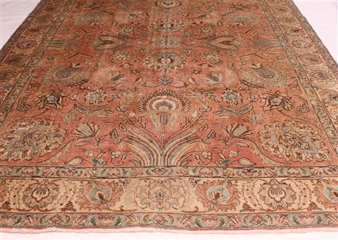 Tabriz Purple Hand Knotted 88 X 110 Area Rug 400-16775 Image 1