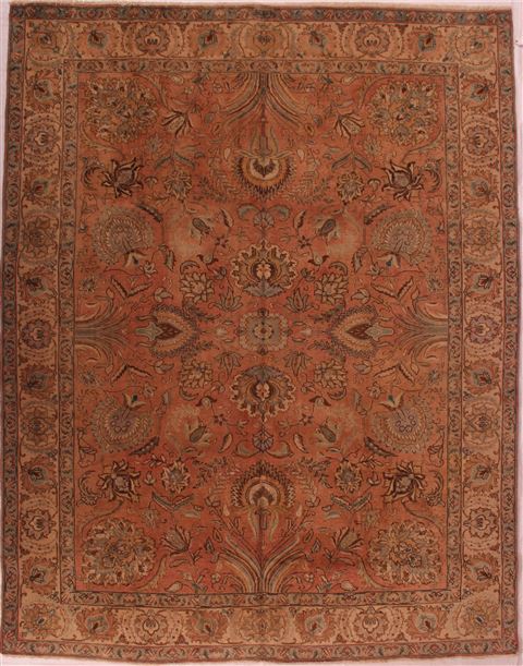 Tabriz Purple Hand Knotted 88 X 110 Area Rug 400-16775 Image 0