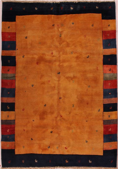 Gabbeh Yellow Hand Knotted 68 X 97 Area Rug 400-16778 Image 0