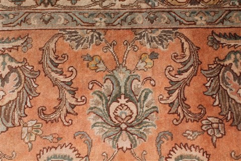 Tabriz Orange Hand Knotted 91 X 120 Area Rug 400-16784 Image 20