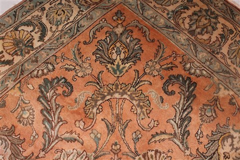 Tabriz Orange Hand Knotted 91 X 120 Area Rug 400-16784 Image 22