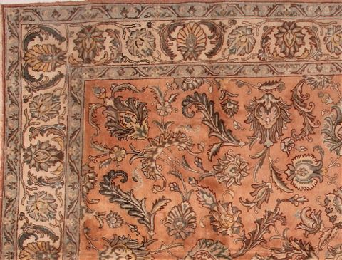 Tabriz Orange Hand Knotted 91 X 120 Area Rug 400-16784 Image 7